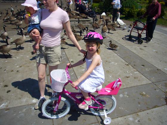On her Bike at the Duck Pond